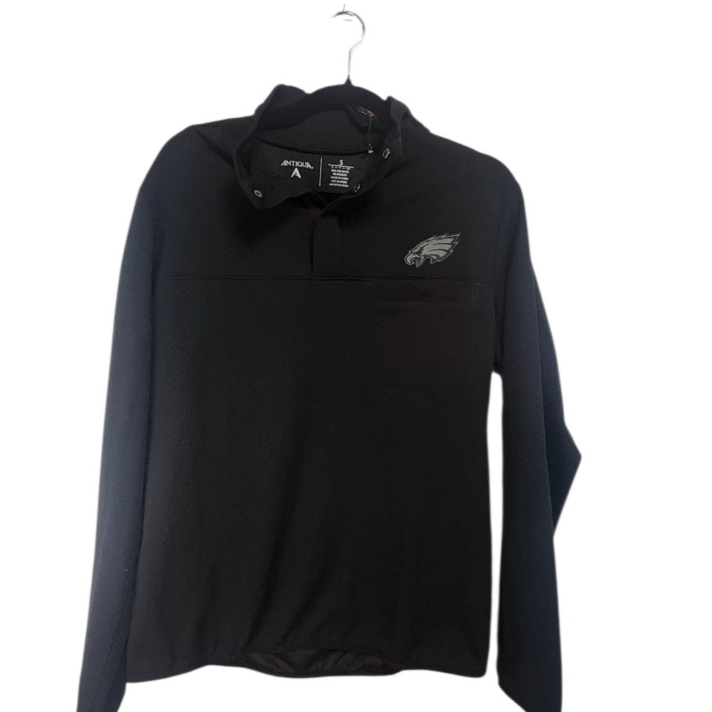 Philadelphia Eagles Antigua Mens Small Black Pullover Long Sleeve Shirt‎